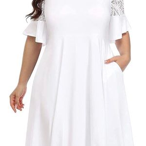 Plus Size White Classy Dress by Pinup Fashion